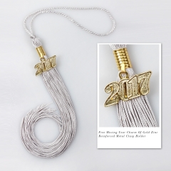 Single Color Graduation Tassel-Silver with Year Charm