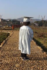 Kindergarten Graduation Gown Cap Tassel Set -silver