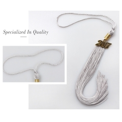 Single Color Graduation Tassel-Silver with Year Charm