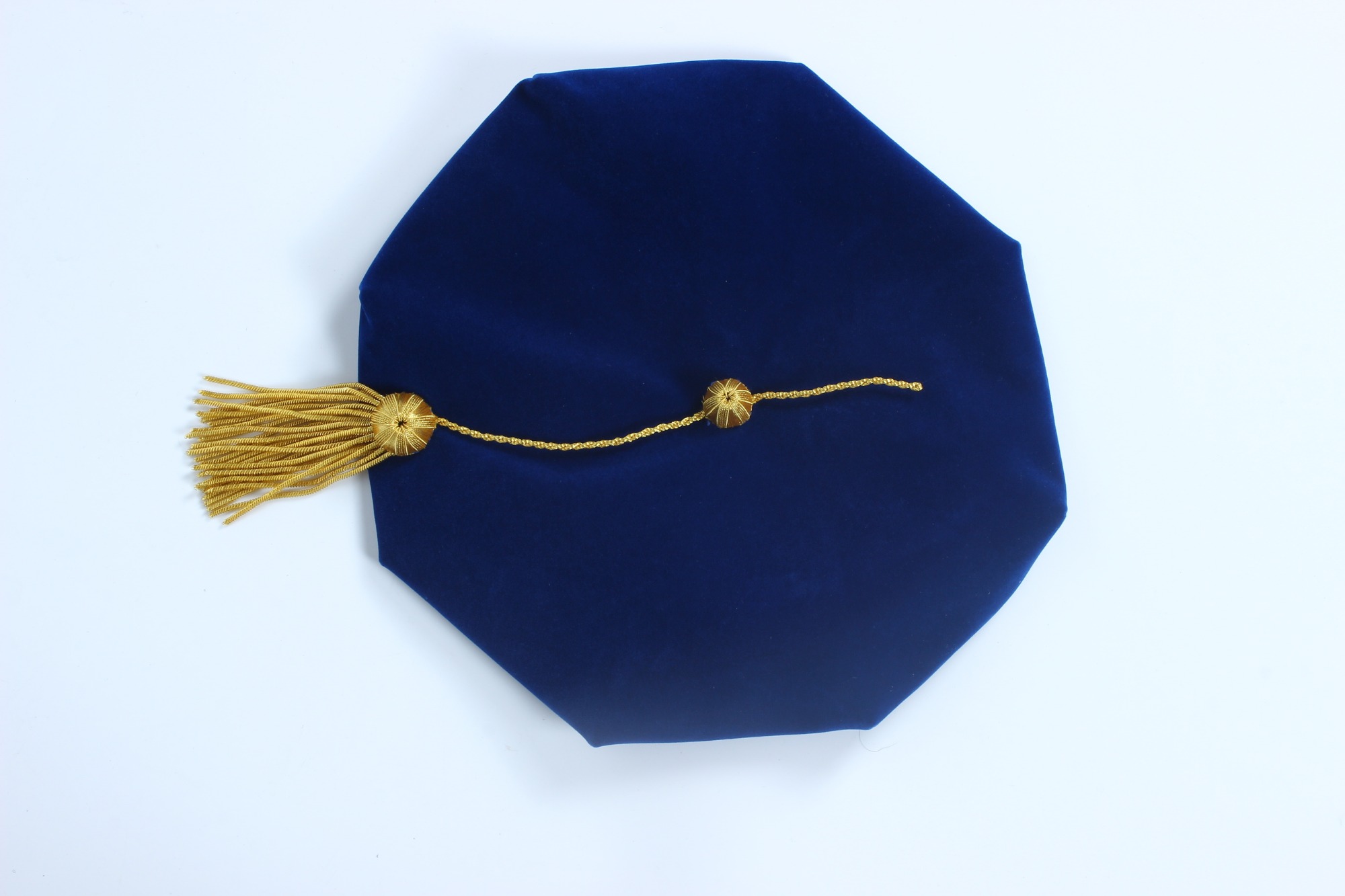 8Side Graduation Doctoral Tam Royal Blue Velvet Gold Tassel