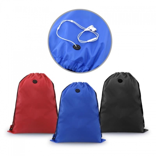 Drawstring Bag with Earphone Slot