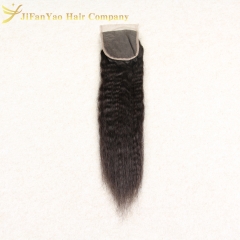 Hot sale 100% Virgin Hair 4*4 lace closure KINKY STRAIGHT