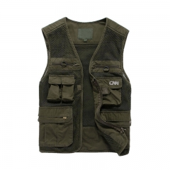 Zipped Pockets Front Canvas Vests