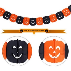 Orange Paper Garland Chain Halloween Bunting Decoration Pumpkin 