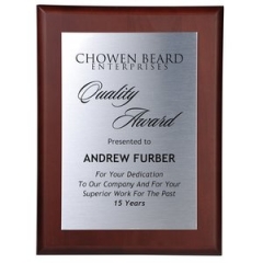 Cherry Finished Wood Plaque with Aluminum Plate 