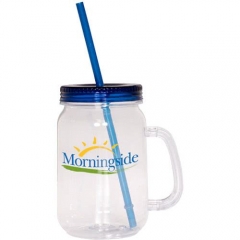 18oz Acrylic Mason Jar With Straw 