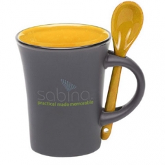 10oz Two Tone Ceramic Mug with Spoon