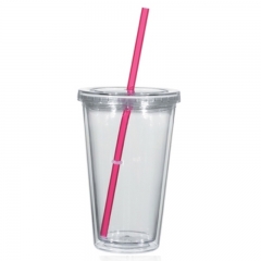 16oz Double Wall Tumblers with Straw