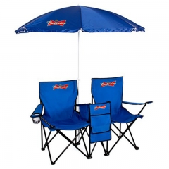 Double Folding Chair with Umbrella & Table Cooler