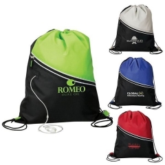 2-Tone Zippered Drawstring Backpack