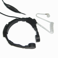 Medium duty throat microphone headset with acoustcit tube earbud for police