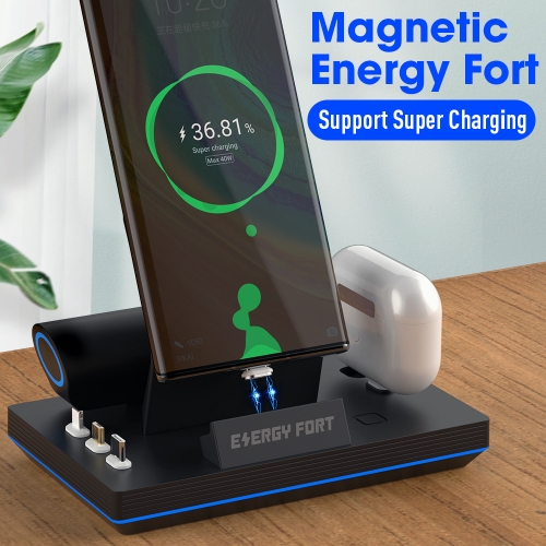 ENERGY FORT & SIKAI 11th Gen 3 in 1 65W Magnetic Fast Wireless Charging Dock for Apple iPhone Huawei Xiaomi Samsung OPPO