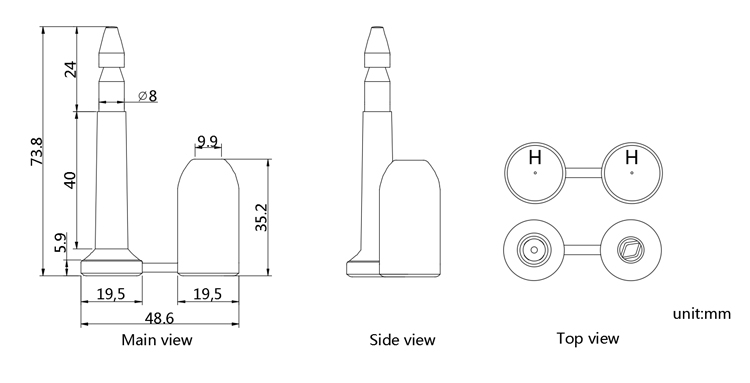 Customs security container seals CAD