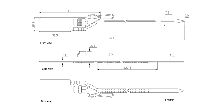 High security plastic locking seal CAD