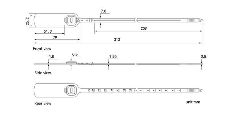 Adjustable plastic security seals CAD