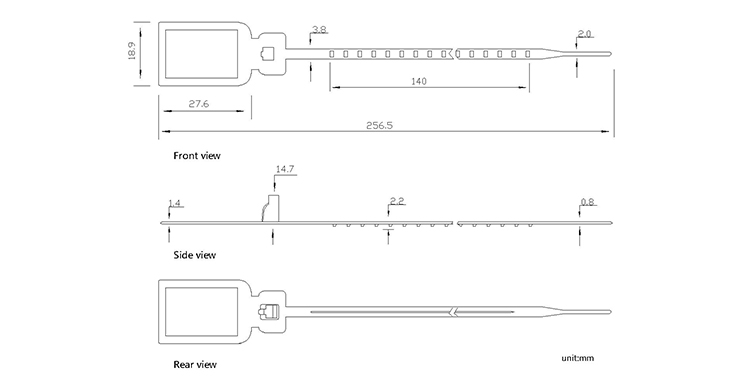 One-time adjustable plastic security seal CAD