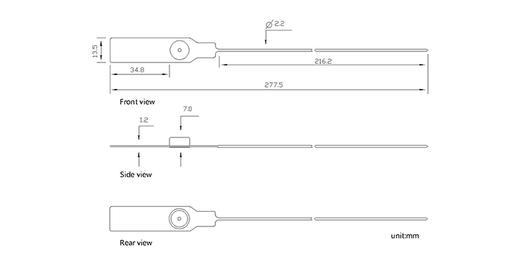 One time use self locking plastic seals CAD