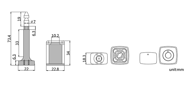 Split type container bolt seal CAD