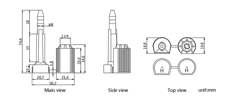 Anti-spin security bolt seals CAD