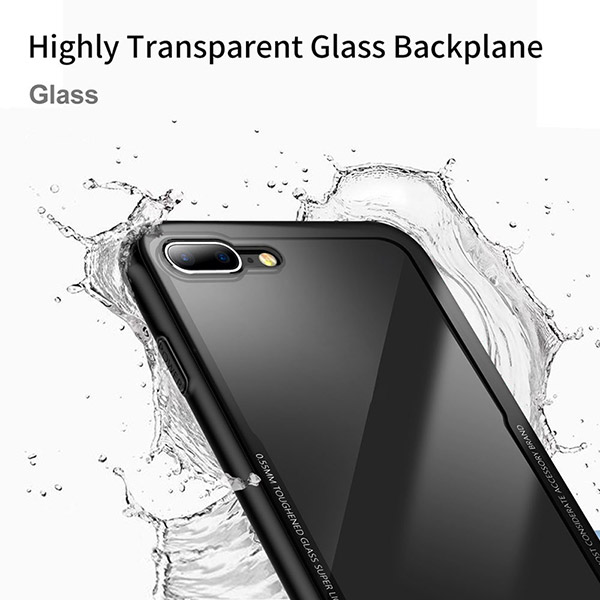 Ultra Thin Slim Fit Flexible Soft TPU+Tempered Glass Transparent Crystal Clear Cover Case for iPhone 7/8,iPhone 7 Plus/8 Plus