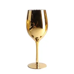 Mouth-blown lead-free crystal plating gold color champagne red cocktail wine glass