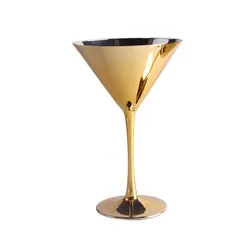 Mouth-blown lead-free crystal plating gold color champagne red cocktail wine glass