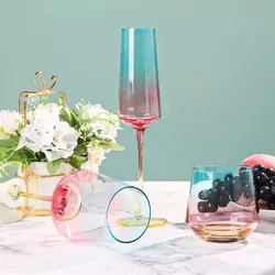 Lead-free multi spray plating color red wine champagne water glass