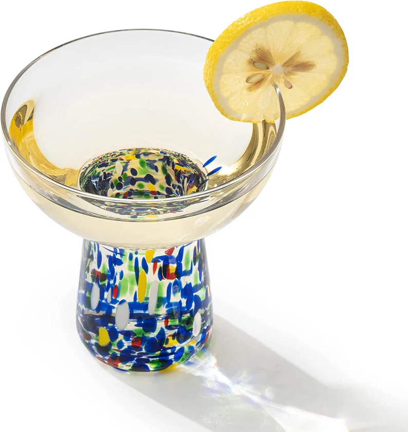 Hand Blown Lead-free Mexican Design Hand Blown Stemless Margarita Glass