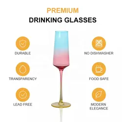Lead-free multi spray plating color red wine champagne water glass
