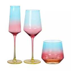 Lead-free multi spray plating color red wine champagne water glass