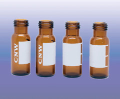 9mm Thread screw neck vial, 32x11.6mm, amber glass, white graduation line and marking spot, Borosilicate type 70