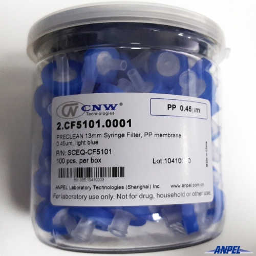 PRECLEANTM 13mm Syringe Filter PP membrane, 0.45 μm, light blue