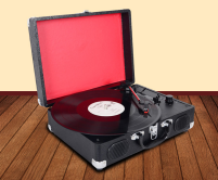 PU leather turntable CD player