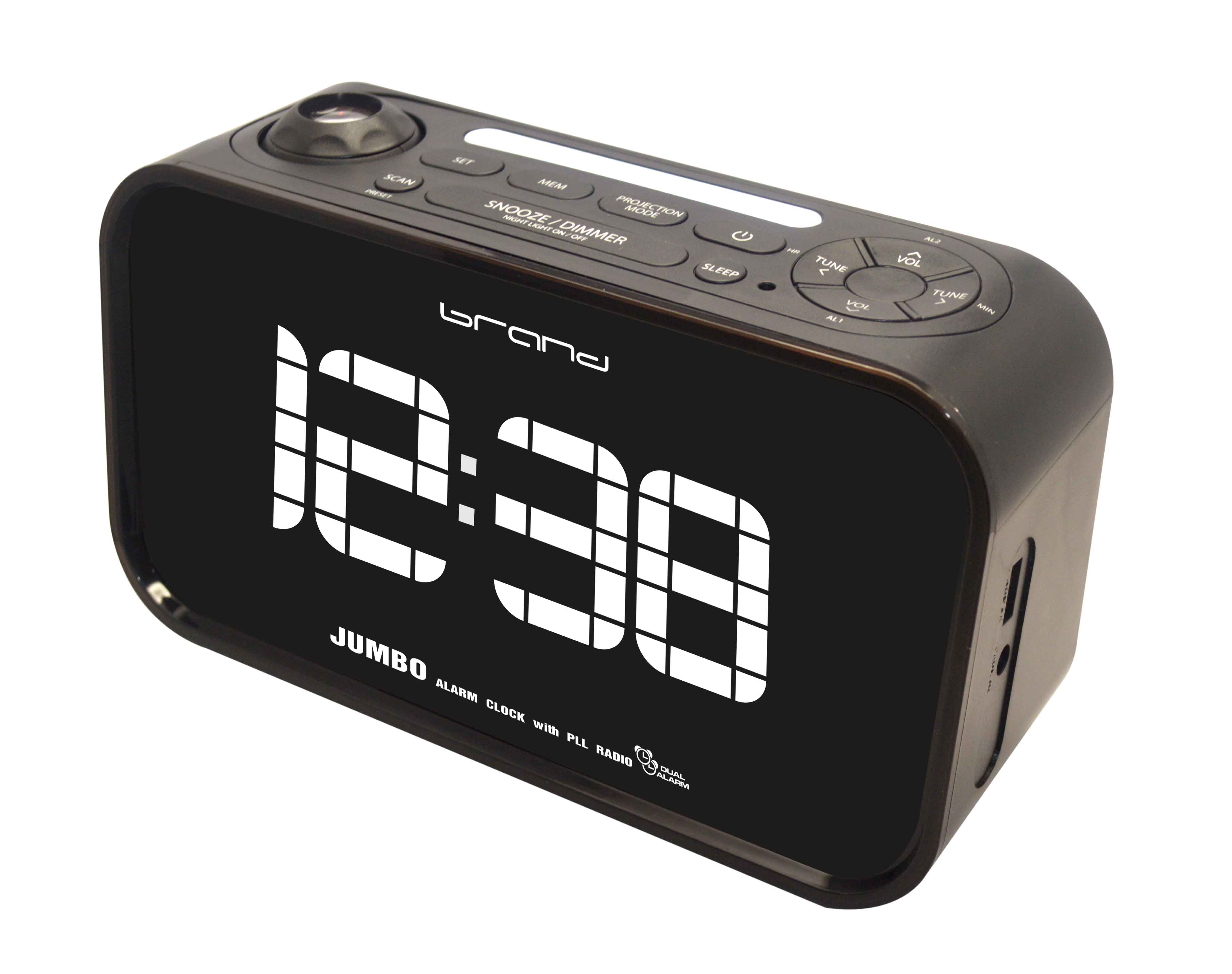1.8" JUMBO LED ALARM CLOCK RADIO WITH TIME PROJECTOR,Alarm Clock Radio