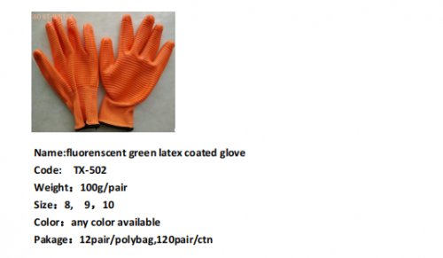 Tingxing latex coated glove crinkle surface