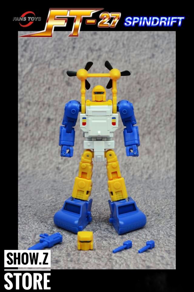 FansToys Spindrift vehicle mode blue and yellow jet form FansToys Spindrift vehicle mode blue and yellow jet form