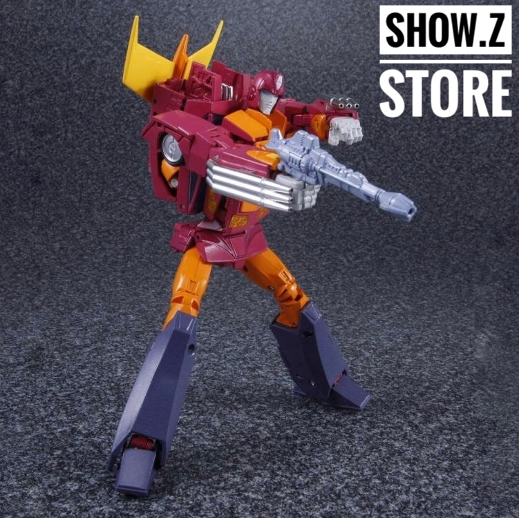 MP28 Hotrod red yellow robot figure holding rifle weapon MP28 Hotrod red yellow robot figure holding rifle weapon