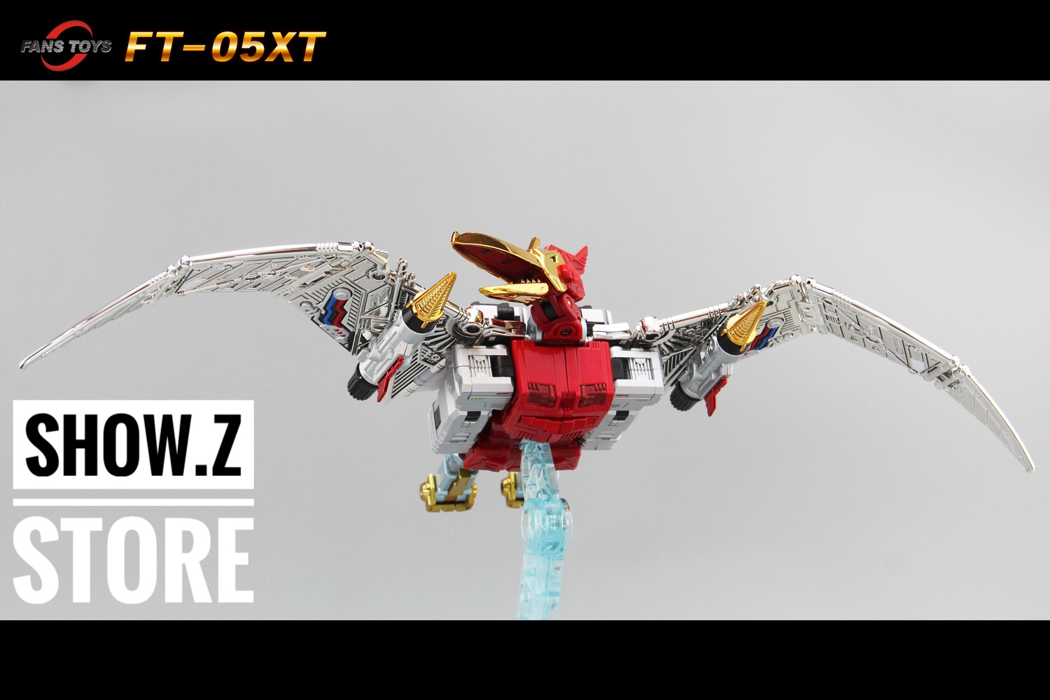 FansToys FT-05XT Soar Comic Red robot red wings extended light blue details FansToys FT-05XT Soar Comic Red robot red wings extended light blue details