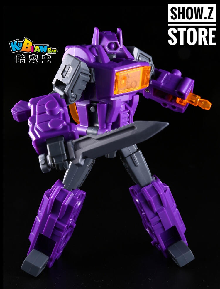 KuBianBao Shockwave Gunpla robot facing forward with weapon accessory KuBianBao Shockwave Gunpla robot facing forward with weapon accessory