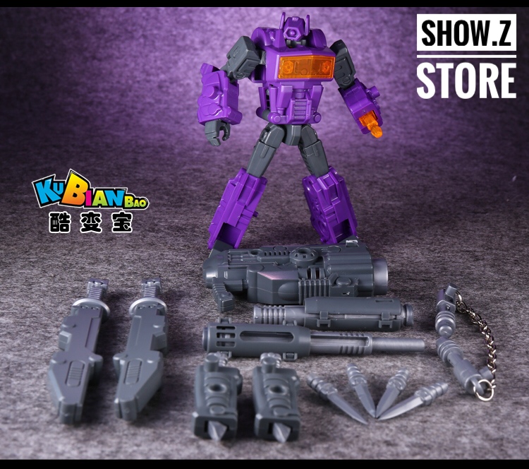 KuBianBao Shockwave Gunpla with disassembled parts and accessories displayed KuBianBao Shockwave Gunpla with disassembled parts and accessories displayed