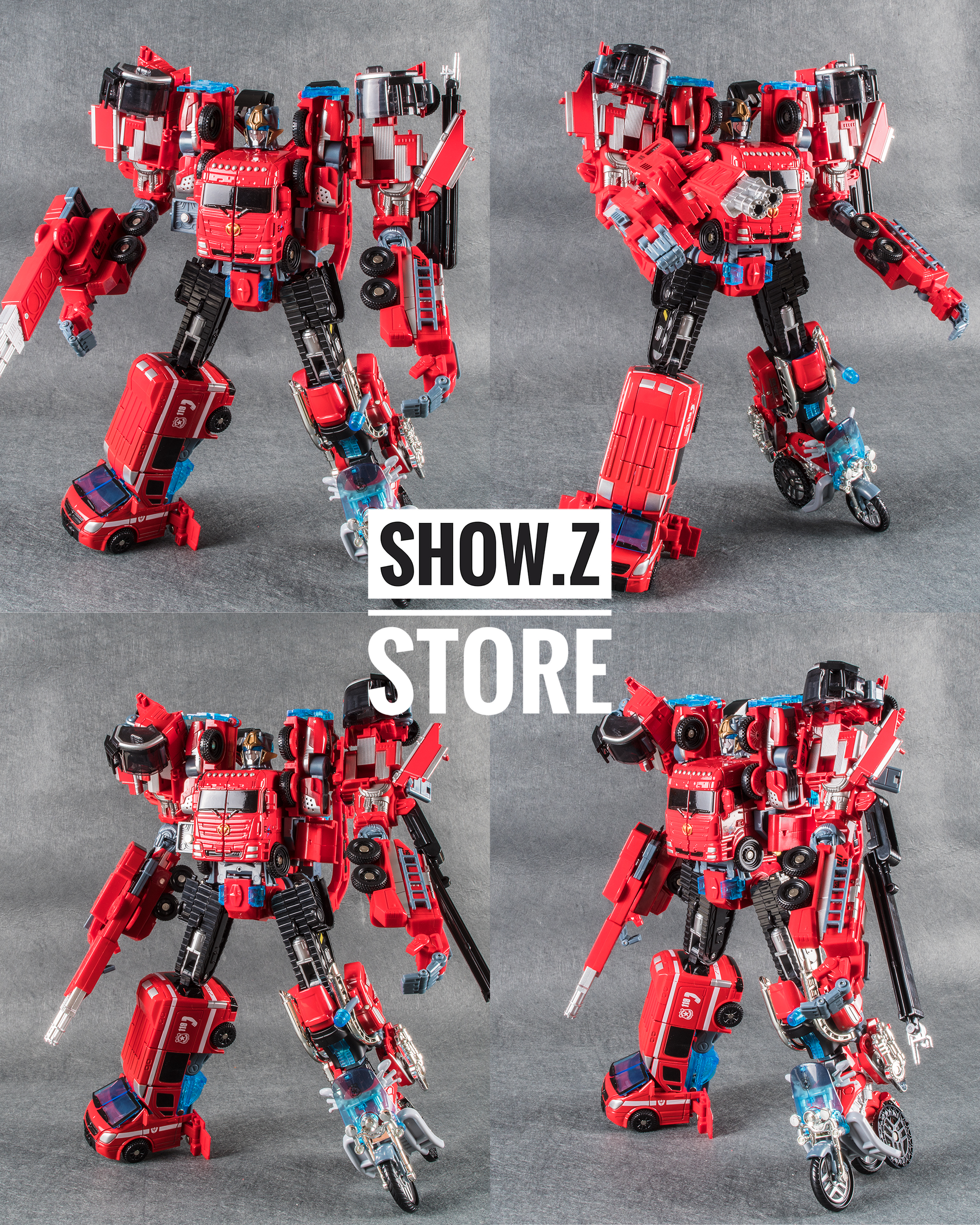 WeiJiang WJ Rescue Combiner blue-accented red warrior standing pose WeiJiang WJ Rescue Combiner blue-accented red warrior standing pose