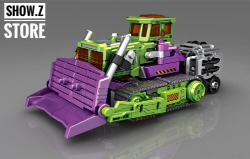 NBK Bonecrusher lime green transformer in construction equipment mode NBK Bonecrusher lime green transformer in construction equipment mode