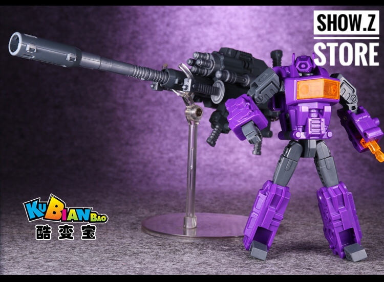KuBianBao Shockwave Gunpla holding large cannon with display stand KuBianBao Shockwave Gunpla holding large cannon with display stand