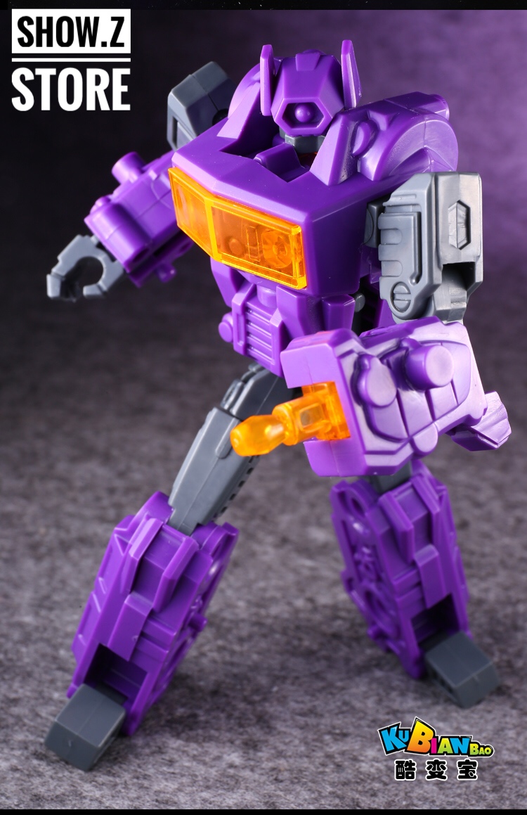 KuBianBao Shockwave Gunpla side view showcasing articulated purple design KuBianBao Shockwave Gunpla side view showcasing articulated purple design