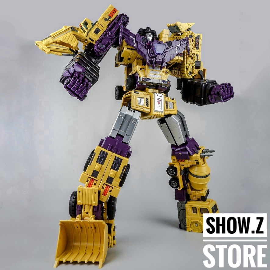 Toyworld Constructor Devastator yellow purple robot with excavator bucket Toyworld Constructor Devastator yellow purple robot with excavator bucket