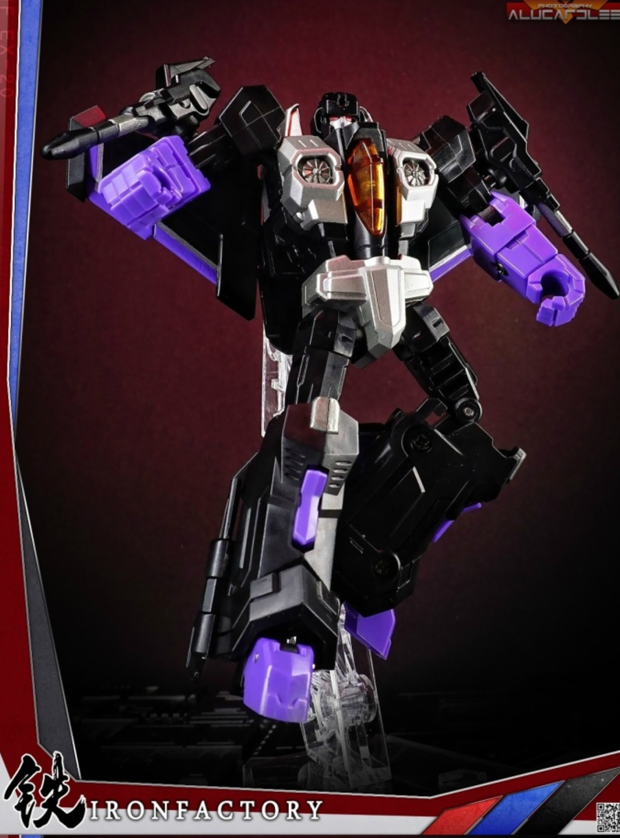 Iron Factory IF-EX20V purple and black robot striking dynamic action pose Iron Factory IF-EX20V purple and black robot striking dynamic action pose