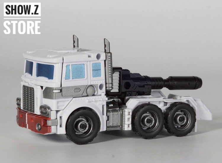 Perfect Effect Core Magnus white blue robot truck vehicle mode front angle Perfect Effect Core Magnus white blue robot truck vehicle mode front angle