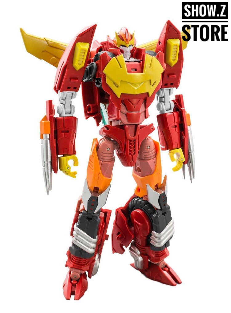 MMC Calidus robot red yellow orange centered front view with detailed articulation MMC Calidus robot red yellow orange centered front view with detailed articulation