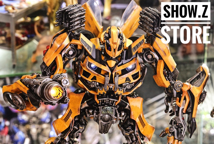 Prime 1 Studio Bumblebee yellow robot with black accents transformation accessories Prime 1 Studio Bumblebee yellow robot with black accents transformation accessories