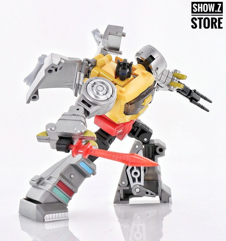 DX9 X22 Rager yellow red robot from side angle extended limbs DX9 X22 Rager yellow red robot from side angle extended limbs